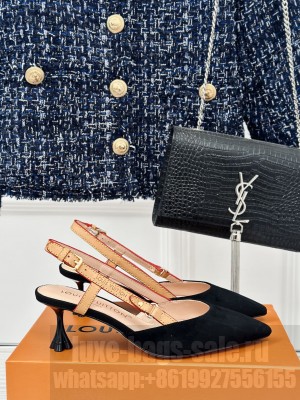 Louis Vuitton Blossom Suede Slingback Pump Black