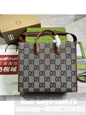 Gucci Tote bag with jumbo GG 678839 blue&brown