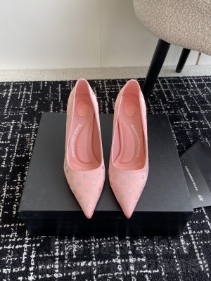 Alexander Wang 10cm Pink Silk With Crystal Pointed Pump