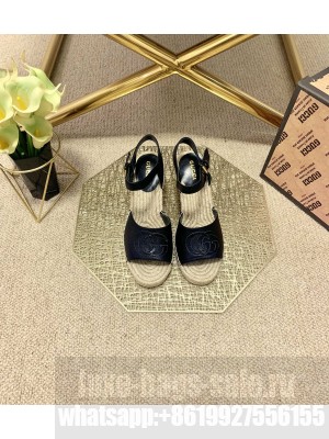 Gucci GG Wedge Sandals 10cm Black 2021 Collection
