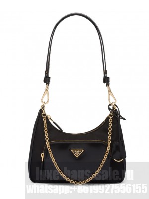 Prada Re-Nylon And Brushed Leather Mini-bag 1BC198 Black
