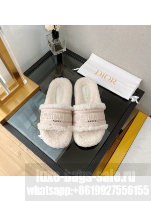 Christian Dior DIOR CHEZ MOI SLIDE Cotton Embroidery and Shearling 09