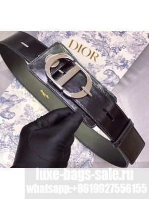 Dior Width 4.5cm 30 Montaigne Calfskin Belt Black/Silver
