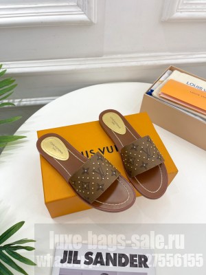 Louis Vuitton Lock It Flat Slide Sandals in Monogram Canvas 2023 04