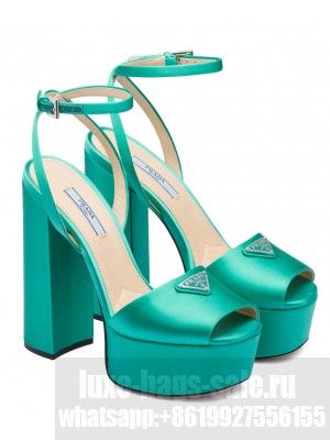 Prada Women's High-heeled Satin Sandals 1XP48B Green