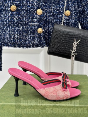 Gucci 7.5cm Red and ebony Original GG canvas Slide Sandals