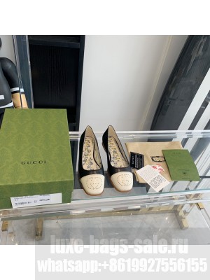 Gucci ballet flat with Interlocking G Black with White Leather tip 2021 Collection