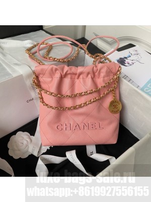 CHANEL 22 MINI HANDBAG Grained Calfskin AS3980 pink
