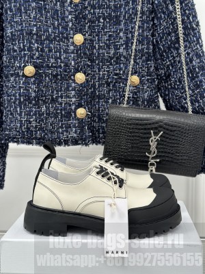 Marni White Leather Dada Army Derby Shoe