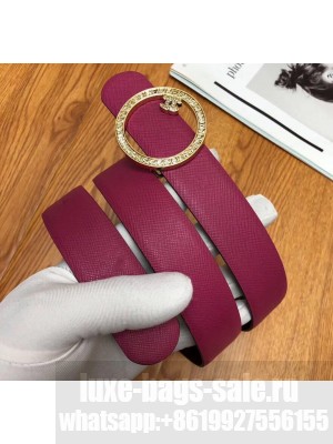 Chanel Width 3cm Grainy Calfskin Belt With Crystal Round Buckle Purple 2020 Collection