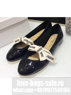 Miss Dior J'Adior And Bow Ribbon Ballet Pumps Patent Black 2019