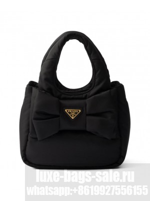 Prada Padded Re-Nylon Mini-bag With Bow 1BA359 Black
