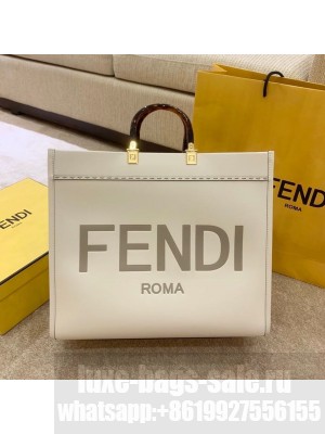 Fendi x California Sky Sunshine Shopper Tote Bag 40cm Calfskin Leather Spring/Summer 2020 Collection,  White