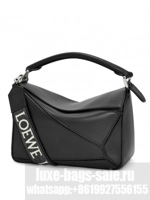 Loewe Small Puzzle Bag In Satin Calfskin Black
