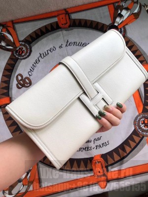 Hermes Jige Elan 29 Swift Clutch Bag white