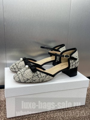 Dior Mary Janes Slingback Pump Beige and Black Cannage Tweedand Gold-Tone Metallic Thread 2025