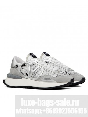 Valentino Women's Lace And Mesh Lacerunner Sneaker Gray