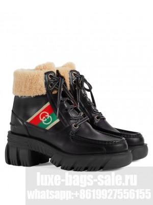Gucci Women's Ankle Boot With Stripe 670406 Black