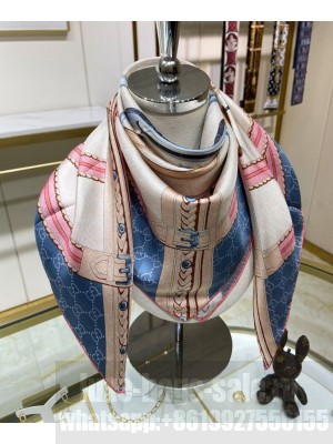 Gucci Women's Horsebit Print Silk Scarf Pink