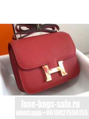 Hermes Constance Mini/MM Bag in Epsom Leather Red with Gold Hardware