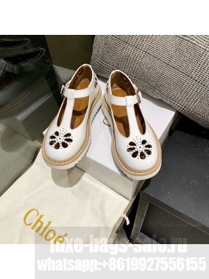 Chloe calfskin white loafer