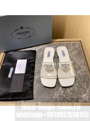 Prada Plexiglas Sandals Slides Flats 2022 Collection,White