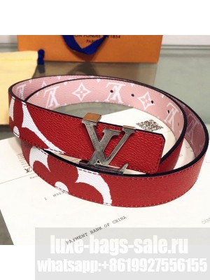 Louis Vuitton Giant Monogram LV Iconic 30mm Reversible Belt M0151U Red/Pink/Silver 2019 Collection