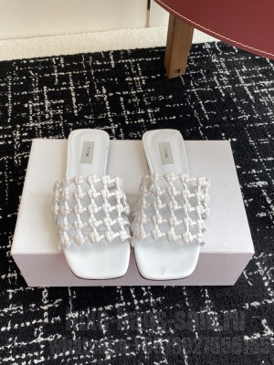 TOTEME Braided-leather bandeau slides white