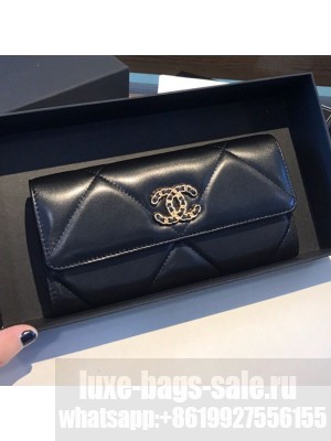 Chanel 19 Goatskin Long Flap Wallet AP0955 Black 2019 Collection