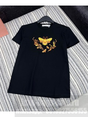 Christian Dior Women's Butterfly Print T-shirt Black