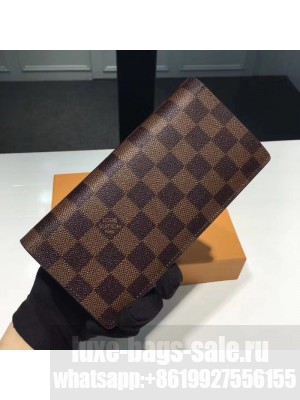 LOUIS VUITTON BRAZZA WALLET Damier Ebene Canvas N60017