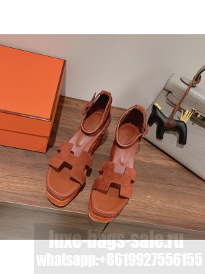 HERMES HEEL 8.5CM PLATFORM 5CM ELDA WEDGE ESPADRILLES 08