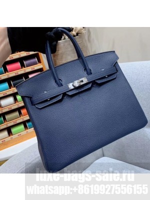Hermes Birkin 25cm Bag in Original Togo Leather Royal Blue