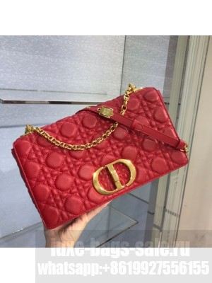 LARGE DIOR CARO BAG Soft Cannage Calfskin M9243U Red