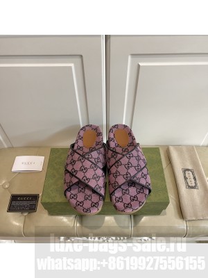 GUCCI GG Multicolor platform sandal 663666 Purple canvas 2021 Collection