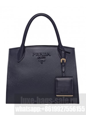 Prada Monochrome Saffiano Leather Bag 1BA156 Dark Blue