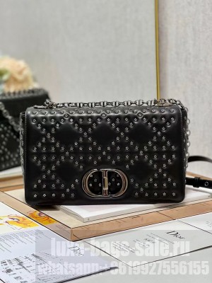 DIOR CARO MACROCANNAGE POUCH Macrocannage Calfskin with Star Motif C3136 black
