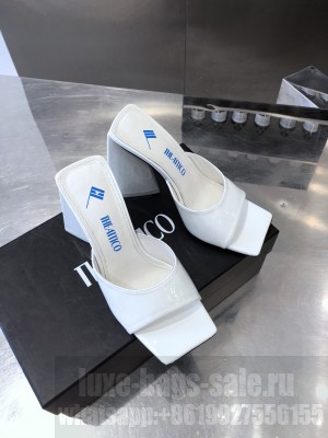 The Attico “Devon”White Patent Leather mule with pyramid heel, height 115mm Spring/Summer 2021 Collection