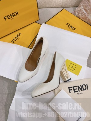 Fendi Crocodile pattern calfskin pump White