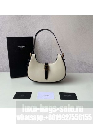 Yves Saint Laurent LE FERMOIR HOBO BAG IN SHINY LEATHER 6726152 BLANC VINTAGE&black