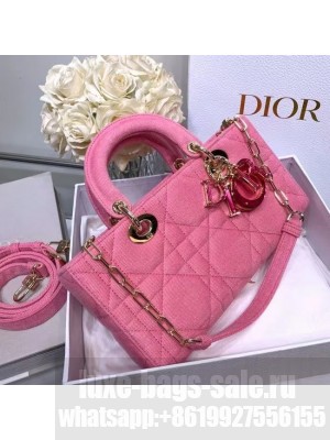 DIOR MEDIUM LADY D-JOY BAG Cannage Denim M0540O pink
