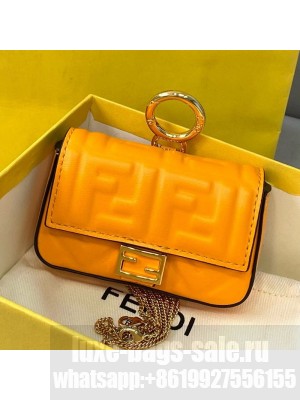 Fendi FF Lambskin Nano Baguette Charm Orange  2021 Collection