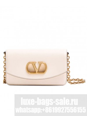 Valentino Garavani Vain Clutch Bag In Shiny Calfskin Cream