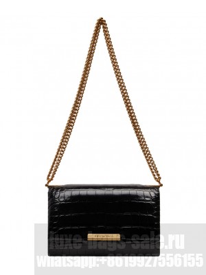 Balenciaga Triplet Small Bag Crocodile Embossed Black