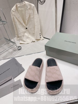 Balenciaga Unisex Logo Platform Slide Sandals 5cm 2023 08