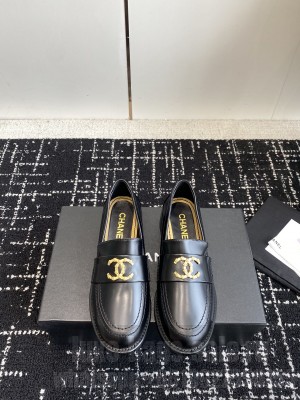 Chanel Calfskin & Metal CC Logo Moccasins G45663 Black Loafer 2024 