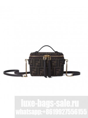 Fendi Vanity Tobacco Brown Ff Jacquard Fabric Mini-Bag 8BS108 Coffee