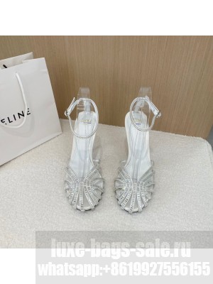 Alevi Milano PENELOPE Satin sandal completely covered with baguette crystals White