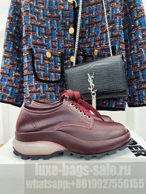 Jil sander Unisex 5cm Low-top leather Lace up boots Burgundy