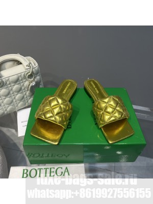 BOTTEGA VENETA Intreccio metallised leather Lido Flat Sandal Yellow